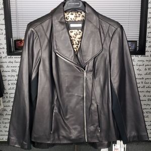 💥NEW💥 Calvin Klein Blk/Brn Soft Leather Coat